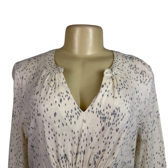Calvin Klein Womens Beige Cotton Blend Long Sleeve Printed Top Lightweight Sz M - Picture 4 of 12